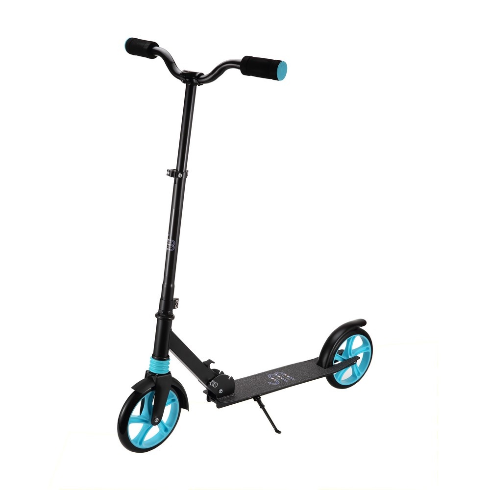 Trotineta pentru copii si adolescenti Novokids Cool Boy Albastru, maxim 100 kg, functie Super Brake, suspensie fata, diametru roata 200 mm