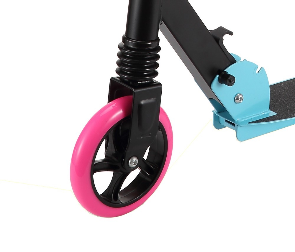 Trotineta copii si adolescenti Novokids Cool Girl Roz cu Turcoaz, maxim 100 kg, functie Super Brake, suspensie fata, diametru roata 200 mm - 1