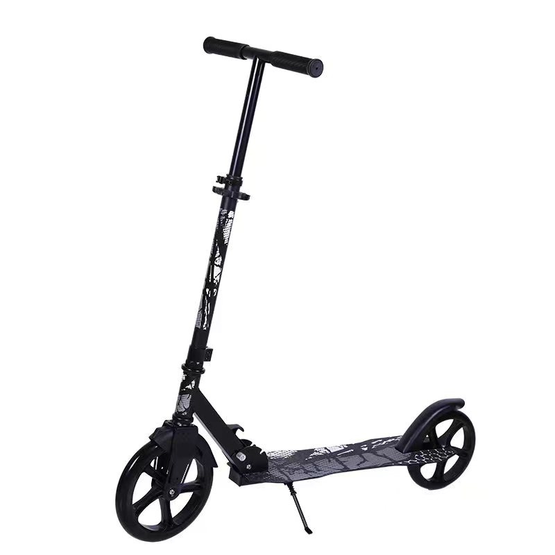 Trotineta copii si adolescenti Novokids Funky Camo PRO Negru Camuflaj, maxim 100 kg, functie Super Brake, diametru roata fata 230 mm - 2