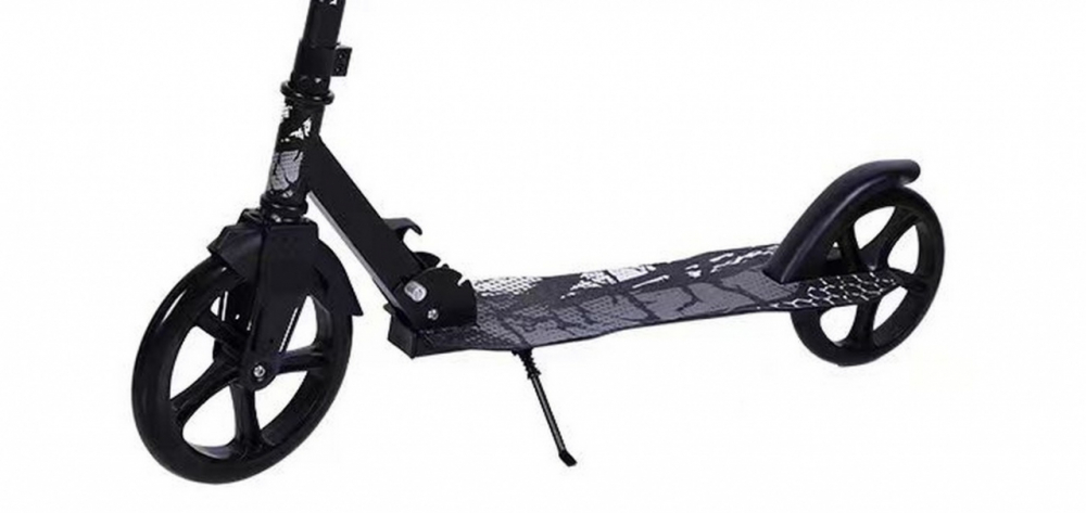 Trotineta copii si adolescenti Novokids Funky Camo PRO Negru Camuflaj, maxim 100 kg, functie Super Brake, diametru roata fata 230 mm - 1