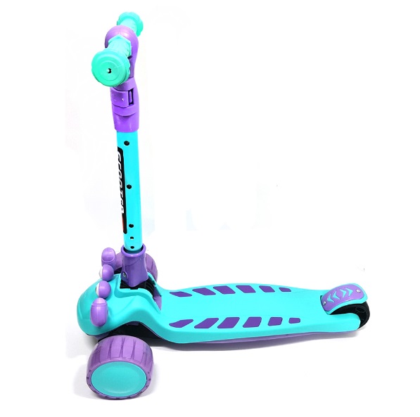 Trotineta pentru copii, Nichiduta, pliabila, cu lumini LED, ghidon reglabil pe inaltime, manere ergonomice, frana pe roata din spate, roti silentioase, Scooter Crab Pink - 2