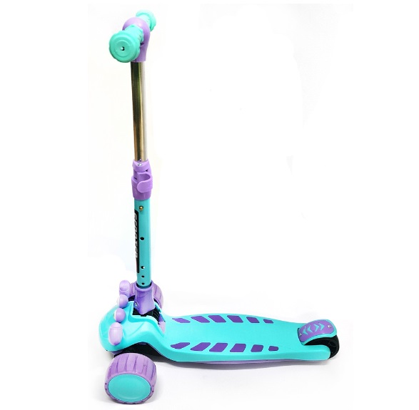 Trotineta pentru copii, Nichiduta, pliabila, cu lumini LED, ghidon reglabil pe inaltime, manere ergonomice, frana pe roata din spate, roti silentioase, Scooter Crab Pink - 3