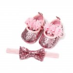 Balerini bebelus cu paiete Drool, cloare Roz, Marime 3