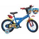Bicicleta pentru copii Denver Disney Mickey Mouse Albastra 14 inch, inaltime utilizator 95-115 cm, roti gonflabile, frana de mana pe ambele roti, scaun si ghidon ajustabile, roti ajutatoare, suport si sticla de apa, clopotel