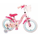 Bicicleta E&L Disney Princess Pink ND 14 inch, roti gonflabile din cauciuc, roti ajutatoare, cosulet, scaun si ghidon ajustabile