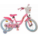 Bicicleta E&L Disney Princess 16 inch cu frana spate butuc, roti gonflabile din cauciuc, cosulet, roti ajutatoare, scaun si ghidon ajustabile