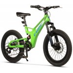 Bicicleta pentru copii MTB-FS Carpat C20344A Verde/Albastru, roti 20 inch, Mountain Bike Full Suspension, Schimbator spate Shimano Tourney Sis 7 viteze, Schimbator fata Rotativ, Frana Disc fata/spate, Cadru aluminiu