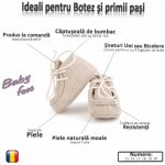 Botosei Mocasini pentru copii Nappa Ivory din piele naturala marime 19