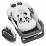 Set cadita pentru copii Little Mom Panda Splash Black, design inovator ultra-pliabil cu pernuta detasabila , termometru display digital incorporat, dop scurgere, picioruse antiderapante