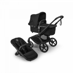 Carucior 2 in 1 Bugaboo Fox 5 Renew Black Heritage Black cu maner reglabil, reversibil, suspensii, cadru din aluminiu