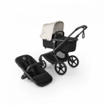 Carucior 2 in 1 Bugaboo Fox 5 Renew Black Heritage Black Misty White cu maner reglabil, reversibil, suspensii, cadru din aluminiu