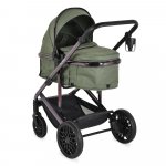 Carucior convertibil 2in1 Moni All Road DarkGreen cu Cadru din aluminiu galvanizat,Roti rezistente cu suspensii,Spatar reglabil,Maner reglabil 6 pozitii inaltime,Copertina XXL,Husa picioare+suport pahar incluse,Pana la 4ani