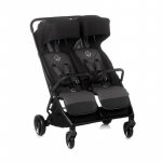Carucior pentru gemeni Jane Twinside Coal, pliere rapida cu o mana, de la nastere pana la 22 kg, cu huse pentru ploaie, spatare independente, suspensii, conform cu EN 1888-2:2018+A1:2023