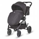 Carucior modular 2 in 1 Coccolle Serry Jet Black, Suport de picioare reglabil, Suspensie, Huse pentru picioare, Geanta, Adaptoare, Bara de protectie si maner din piele ecologica, Greutate admisa 22 kg