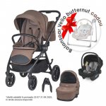 Carucior modular 2 in 1 Coccolle Serry Light Taupe + Scoica auto iSize Coccolle Knox Greystone, Suport de picioare reglabil, Suspensie, Huse pentru picioare, Geanta, Adaptoare, Bara de protectie si maner din piele ecologica