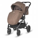Carucior modular 2 in 1 Coccolle Serry Light Taupe, Suport de picioare reglabil, Suspensie, Huse pentru picioare, Geanta, Adaptoare, Bara de protectie si maner din piele ecologica, Greutate admisa 22 kg