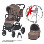 Carucior modular 2 in 1 Coccolle Serry Light Taupe, Suport de picioare reglabil, Suspensie, Huse pentru picioare, Geanta, Adaptoare, Bara de protectie si maner din piele ecologica, Greutate admisa 22 kg
