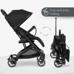 Carucior sport KikkaBoo Miley Black pana la 22kg,Pliere compacta cu sistem troller,Cadru aluminiu,Suspensii,Baldachin cu extensie protectie UPF50+,Spatar reglabil cu pozitie de somn,Material impermeabil,Husa picioare