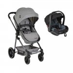Carucior transformabil 3in1 Nania Giselle Gray cu sezut reversibil,pana la 4 ani/maxim 22kg,Scaun auto I-Size,spatar reglabil,capotina XXL,pliere compacta cu unitate scaun,roti rezistente,husa pentru picioare inclusa