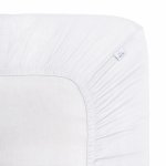 Cearceaf muselina organica, cu elastic, Little Amy, Alb, 90 x 200 cm