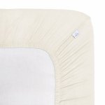 Cearceaf muselina organica, cu elastic, Little Amy, Crem, 90 x 200 cm