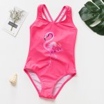 Costum de baie Roz bombon cu flamingo Drool, marime 120