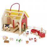 Ferma animalelor tip cabana Goki cu 31 accesorii de lemn