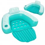 Fotoliu gonflabil pentru plaja/piscina Bestway Comfort Plush Pro Albastru 145x120 cm cu tetiera,suport pahar,sezut cu orificii,material PVC rezistent cu suprafata placuta la atingere,Sarcina admisa 100 kg