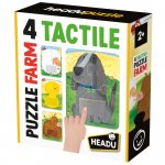 Set 4 Puzzleuri tactile Headu animale de la ferma cu piese mari