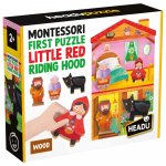 Primul meu puzzle Headu Montessori Scufita Rosie ce include 4 forme din lemn
