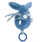 Iepuras muzical Doudou Albastru 20 cm pentru patut sau carucior