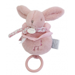 Iepuras muzical Doudou Roz 20 cm pentru patut sau carucior