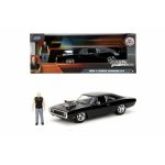 Set figurina Jada Fast and Furious Dom si masinuta metalica Dodge Charger 1970 scara 1:24