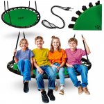 Leagan tip cuib pentru copii Neo-Sport Swingo Verde, Diametru 120 cm, Tesatura Oxford 600D impermeabila si rezistenta, Cadru din otel acoperit cu spuma PE moale, Greutate suportata 150kg, Franghii groase cu lungime reglabila