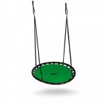 Leagan tip cuib pentru copii Neo-Sport Swingo Verde, Diametru 120 cm, Tesatura Oxford 600D impermeabila si rezistenta, Cadru din otel acoperit cu spuma PE moale, Greutate suportata 150kg, Franghii groase cu lungime reglabila