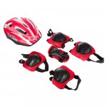 Set casca 55 cm, protectii coate, genunchi si brate Maxtar Rosu