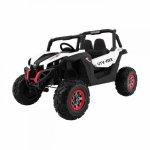 Masinuta electrica pentru copii Novokids Buggy UTV, 2 locuri, faruri luminoase, roti din cauciuc EVA, max 50 kg , 2 baterii de 12V, Mp3/USB, 2 viteze, model Offroad, Alb/Negru