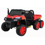 Masinuta electrica pentru copii Novokids Farmer Beast Buggy Rosu, 6 roti, 2 locuri, remorca si faruri luminoase, roti din cauciuc EVA, max 60 kg, 24V