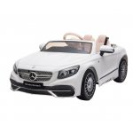 Masinuta electrica pentru copii Mercedes Maybach S650 White cu licenta,Doua motoare,Roti EVA,Scaun din piele,Usi cu deschidere,Unitate audio cu muzica,Lumini LED