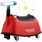 Vehicul RideOn fara pedale pentru copii Nichiduta Glow&GO Red cu Roti silentioase pivotante,Sezut confortabil cu spatiu de depozitare,Lumini LED frontale, Muzica