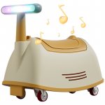 Vehicul RideOn fara pedale pentru copii Nichiduta Glow&GO Yellow cu Roti silentioase pivotante,Sezut confortabil cu spatiu de depozitare,Lumini LED frontale, Muzica