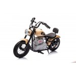 Motocicleta electrica pentru copii A9902 Kaki, cu pornire la cheie si motor 350W, baterie 36V, frana cu discuri pe spate si frana de mana, faruri functionele, viteza maxima 5-7 km/h, dimensiune 112 x 54 x 72 cm