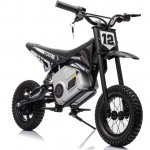 Motocicleta electrica pentru copii A9901 Black, cu suspensii, roti pneumatice, motor de 350W, baterie de 2x18V9Ah, viteza 8-15 km/h, franare automata la eliberarea pedalei de acceleratie, dimensiune 116 x 53 x 75 cm