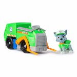 Set vehicul de baza Patrula Catelusilor camionul de reciclare si figurina Rocky