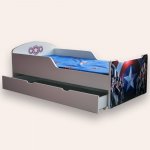 Pat pentru copii The Avengers cu sertar, 2-8 ani, 140x70 cm