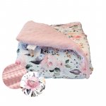 Paturica Minky cu buline, 100 x 75 cm, Little Amy, Trandafiri de vara Roz