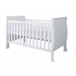 Patut din lemn 120x60 cm cu laterala detasabila si margine din silicon pentru protectie dintisori Mini Sleight White