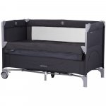 Patut pliabil Chipolino Relax Anthracite Linen cu laterala culisanta, intrare laterala cu fermoar, geanta pentru transport, greutate admisa 15 kg