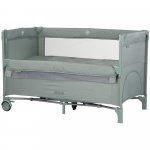 Patut pliabil Chipolino Relax Basil Linen cu laterala culisanta, intrare laterala cu fermoar, geanta pentru transport, greutate admisa 15 kg