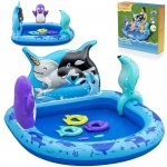 Piscina gonflabila pentru copii Bestway Polar Pals 134x131x73 cm cu jucarii gonflabile incluse, Material PVC rezistent, Capacitate 84 litri, Patch reparatie inclus